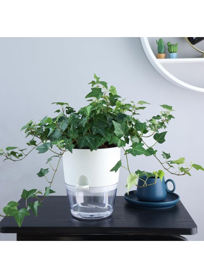 YelaJoy Self Watering Plant Pots, 6 inch Orchid Flower Pots White Modern Decorative Plastic Planters with Wick Rope Large Wate - Image 5